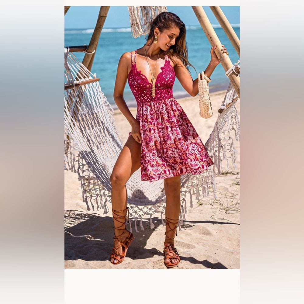 Cupshe Red and Pink Floral Mini Dress